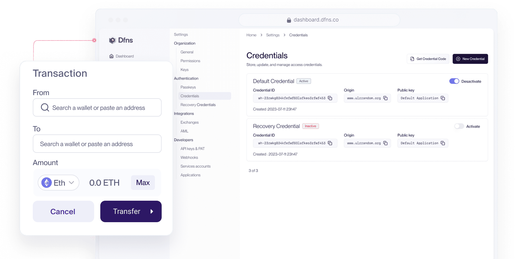 DFNS Dashboard